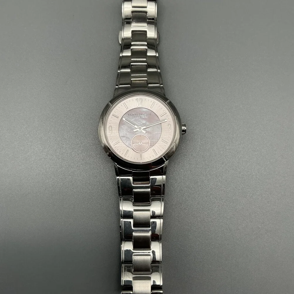 Kenneth Cole Womens Watch 30mm Pink MOP Dial Stainless Steel New Battery 6.25